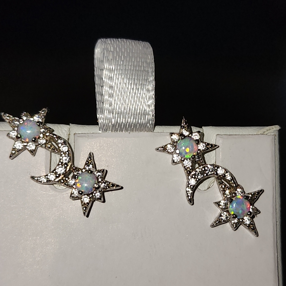 Natural Opal silver earrings - Picture 1 of 6